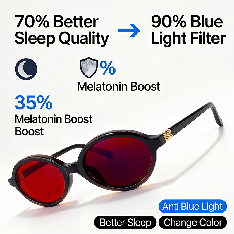 Gaming Glasses Tinted - Kacamata Oval Anti Blue Light untuk